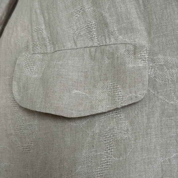 Eileen Fisher Linen Jacquard Embroidered Minimalist Long Jacket / Coat - L - Picture 6 of 16